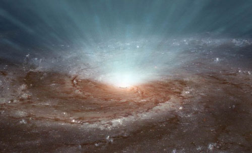 Supermassive black holes at the cores of galaxies blast radiation and ultra-fast winds outward