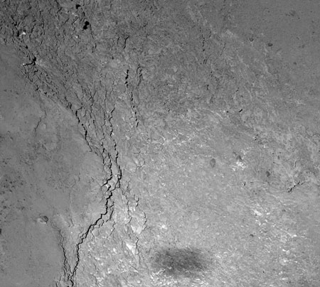Overflight view of comet 67P Churyumov-Gerasimenko