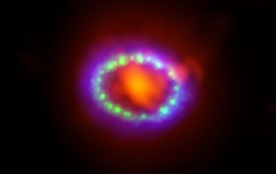 remnant of Supernova 1987A seen in light of very different wavelengths