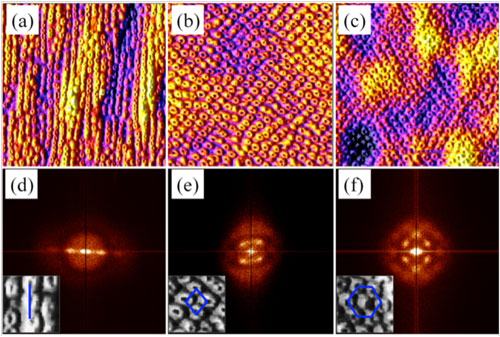 AFM images of laterally ordered quantum rings fabricated on different substrates