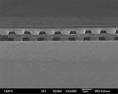 Doubly stacked nanostructured layers on silicon wafer