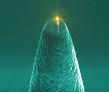 a molecule lighting up close to a nano-antenna