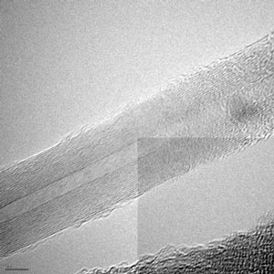 TEM image of an unfractured multi-walled carbon nanotube