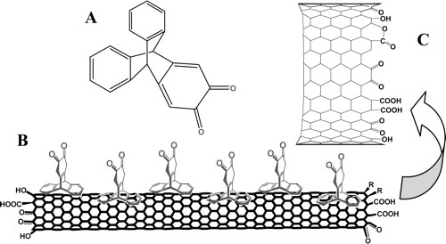 attachement of Triptycene Orthoquinone onto carbon nanotubes