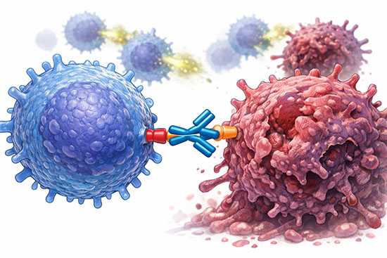 Diagram illustrating how immune checkpoint inhibitors block PD-1/PD-L1 interaction to reactivate T cell-mediated tumor killing