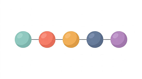 Schematic representation of a peptide chain showing amino acid residues connected by peptide bonds