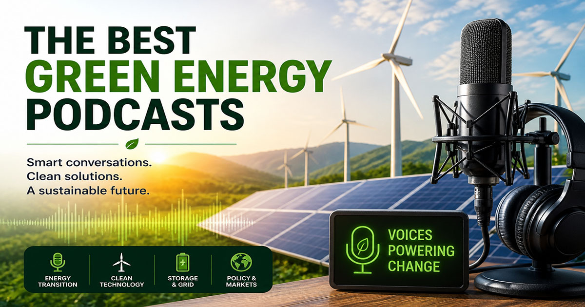Green energy and energy transition podcasts hero banner