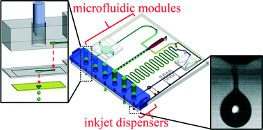 Concept of the integration of an inkjet dispenser and a microfluidic mixer