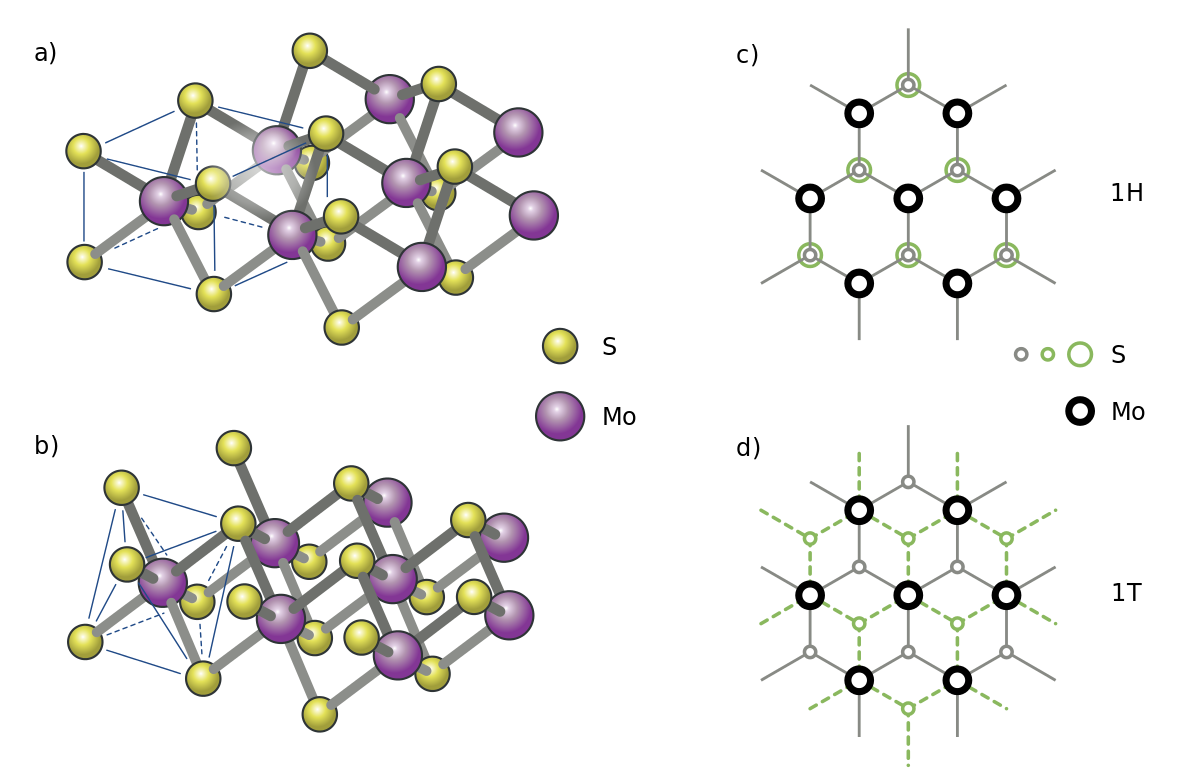 Schematic representation of the crystal structure of MoS2s
