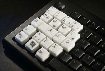 keyboard with sugar cubes