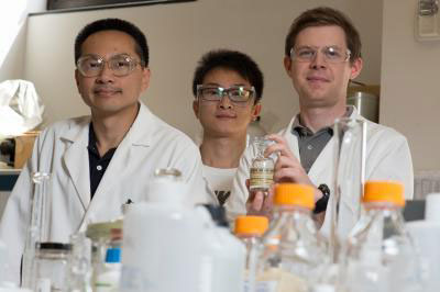 Rice University scientists (from left) Michael Wong, Zhun Zhao and James Clomburg