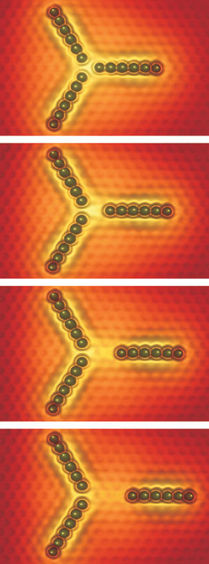 Quantum dot 'molecule' consisting of three 6-atom indium chains