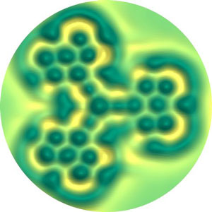 Atomic force microscopy image of clover-shaped nanographene