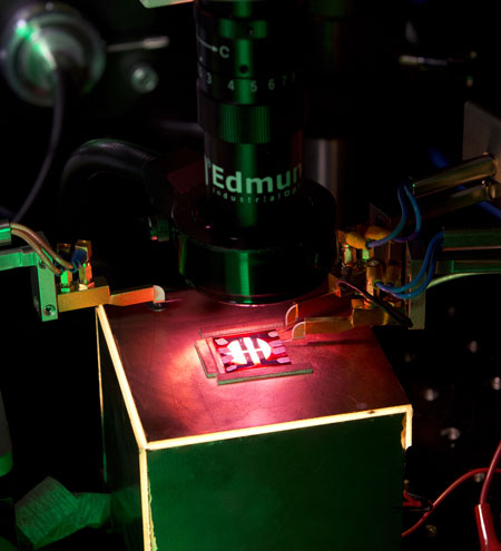 Organic photovoltaic sample under test