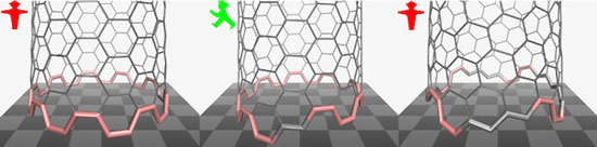 armchair nanotube, left, and fast-growing near-armchair nanotube