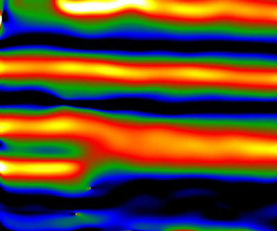 This color-enhanced image reveals how the structure of zinc-antimonide changes as lithium ions enter the anode