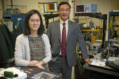Alice Sun and Weidong Zhou, UT Arlington assistant professor and professor of electrical engineering, respectively