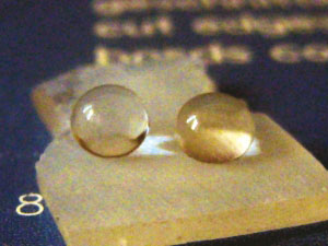 The novel material fluoropore repels water (left) and oil