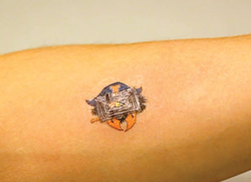 NFC device applied to skin
