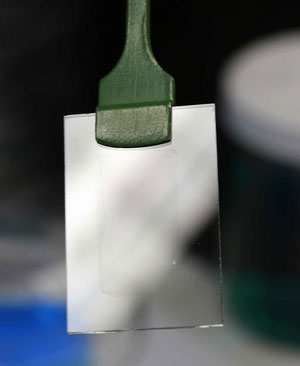 A single layer of graphene shown on a slide