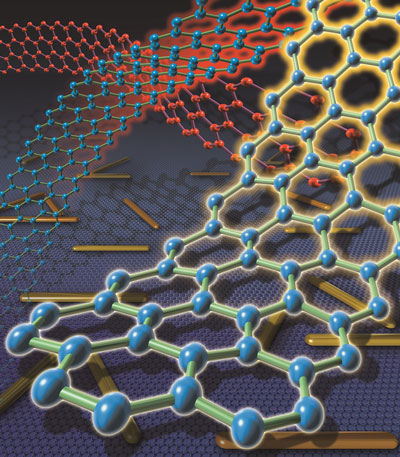 An image of inorganic nanowires self-assembled on graphene and graphene nanoribbons fabricated using those nanowires