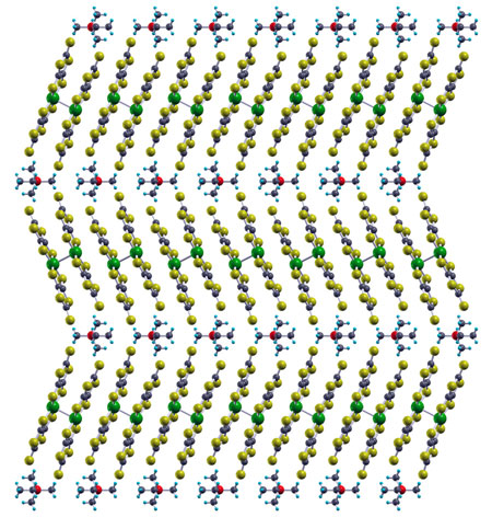 layered crystal structure of an organic conductor