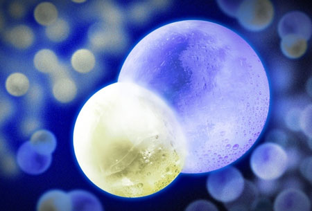  frozen spheres of ice merged together