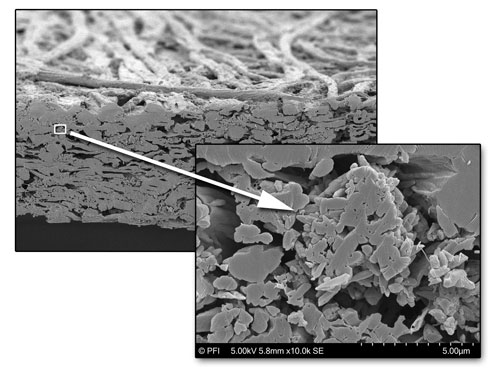 Cross-section of an ion-milled paper sample