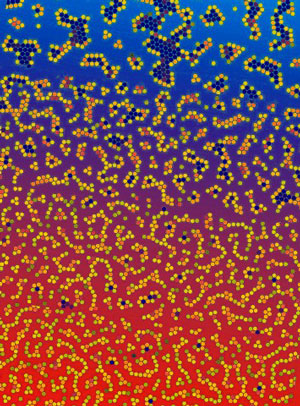 Simulated particles aggregating in different degrees and forming structures