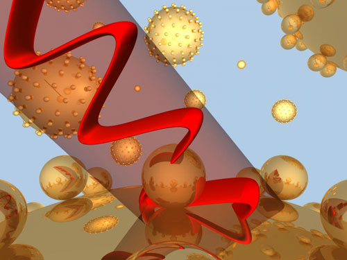 Plasmonic nanoantennas with molecules placed into electromagnetic hot spots