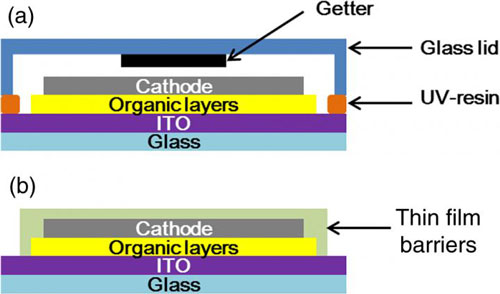 Schematics of OLED Structures with Encapsulation