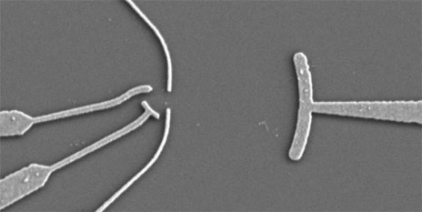 quantum dot (left) and a curved electrode