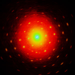 If ultrashort electron pulses hit a biomolecular crystal, they are diffracted from it