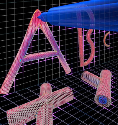 a picoindenter to measure the stiffness of junctions in a nanotube alphabet