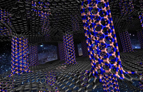 3-D Hybrid of Graphene and Boron Nitride Nanotubes