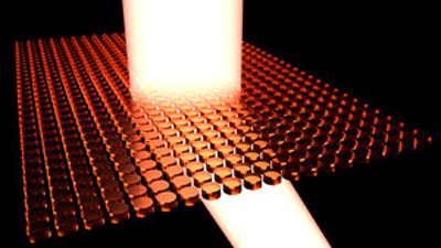 Visualization of the metasurface — a square array of silicon cylinders — manipulating the phase of visible light
