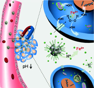 Localized oxidative killing of tumor cells by glassy iron nanoparticles