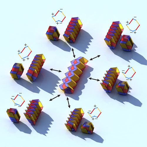 six different configurations that can be produced from a single origami tube