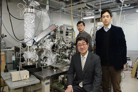 Prof. Junji Nakamura (front), Dr. Donghui Guo (left), Assoc. Prof. Takehiro Kondo (right)