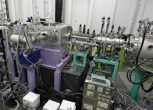 Photograph of the experimental setup used to achieve a copper atomic x-ray laser