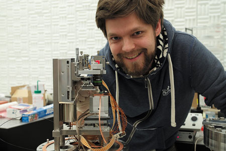 IBM scientist Fabian Menges with his invention