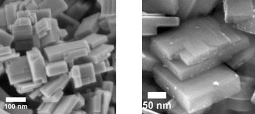 Tungsten oxide nanoplates with the surfaces (facets) on which the reactions take place