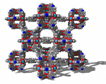 The three-dimensional structural network of the ultra-porous and flexible material called DUT-49 can store large amounts of methane