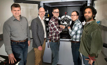 Brookhaven Lab physicists Pavol Juhas, John Hill, Mark Dean, Yue Cao, and Vivek Thampy