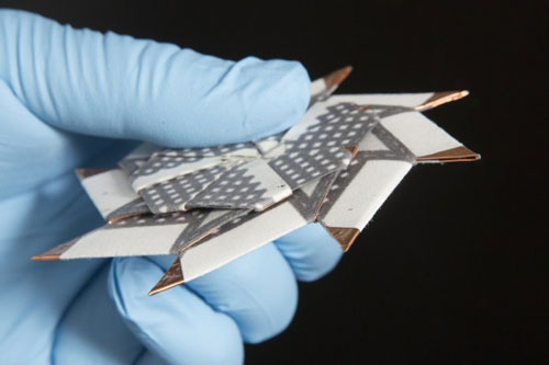 disposable battery that folds like an origami ninja star