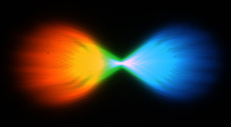 Image of optical fiber (pumped with braodband light) formed by Multispectral Chiral Lens