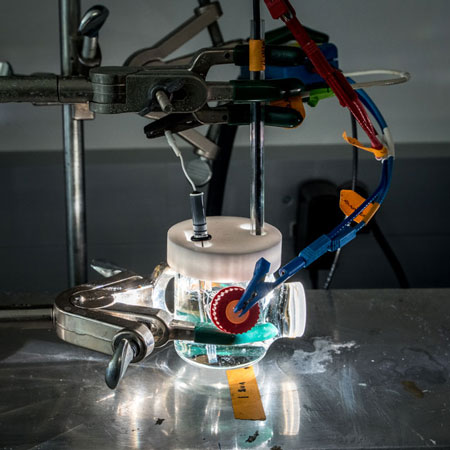 a photoelectrochemical cell illuminated by a solar simulator