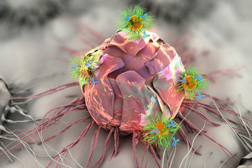 nanomedicine attacking a tumor cell
