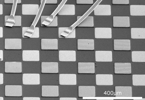 Scanning Electron Microscope Image of Several Quantum Cascade Detector Pixels of a Test Setup