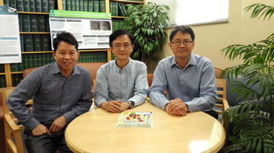 From left: Wei Chen, UTA physics professor; Mingwu Jin, UTA assistant professor of physics, and Liping Tang, professor of bioengineering.